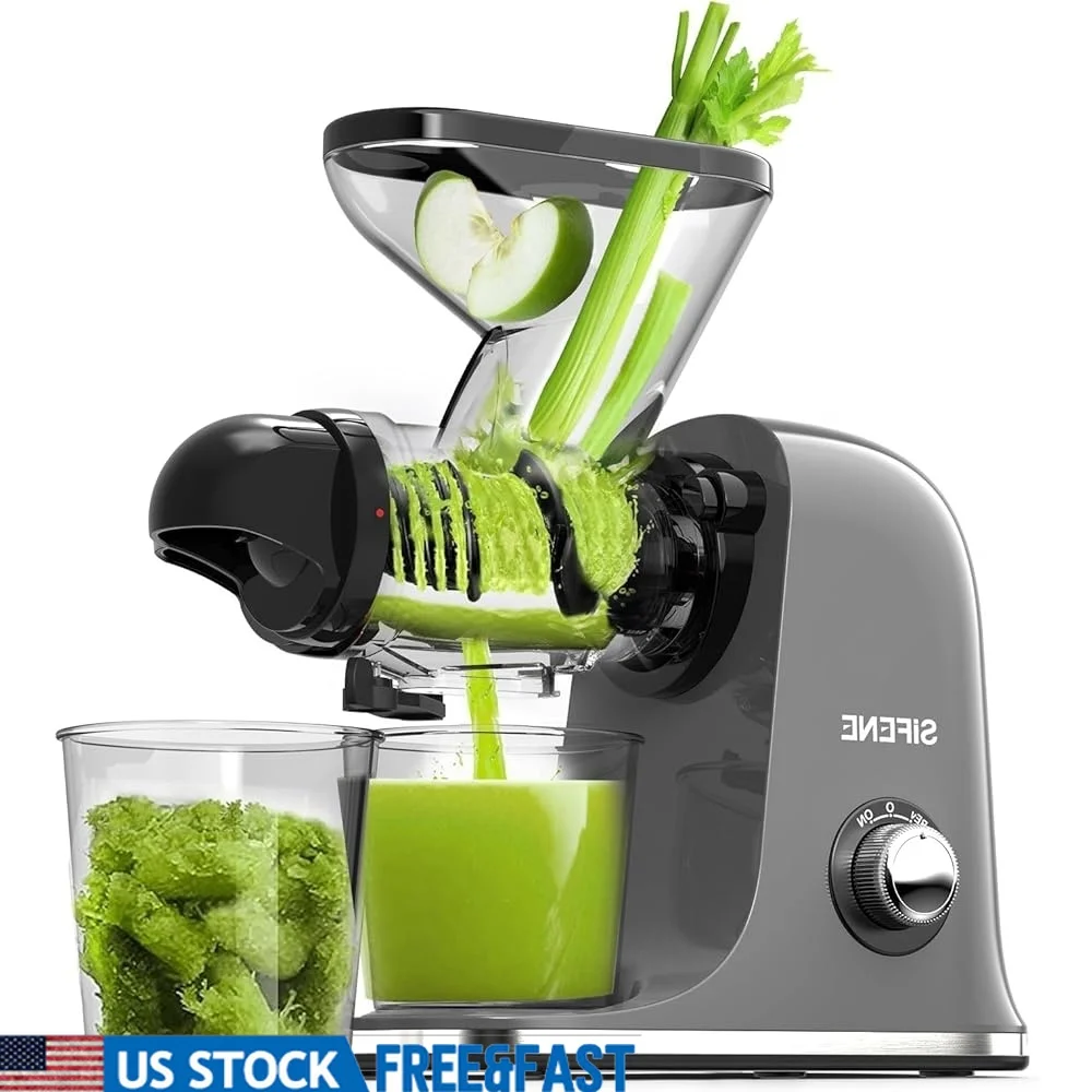 

Cold Press Juicer Machine Compact Slow Masticating Juice Extractor Dual Feed Chute Vegetable Fruit Squeezer Non Clog Quiet