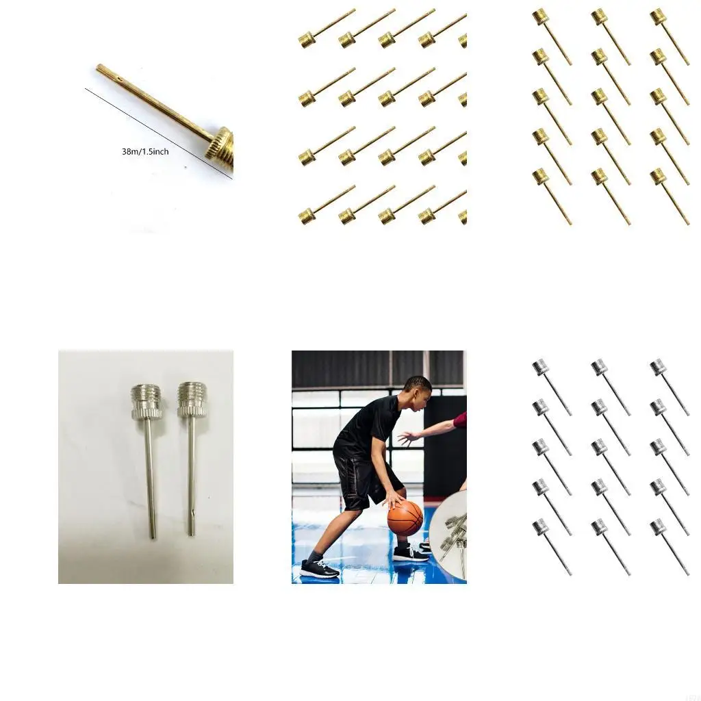 20Pcs Sport Ball Needle Replacement Stainless Steel Inflatable Needle with Hole Ball Air Inflating Pin 157D
