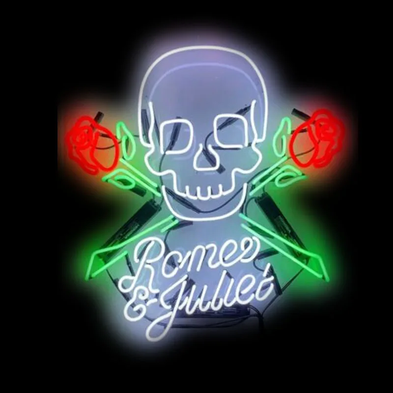 

Romeo Juliet SKull Acrylic Neon Sign Bar светильник Lamp Gift Beer Bar Pub Sign ручной работы, Настенный декор для комнаты