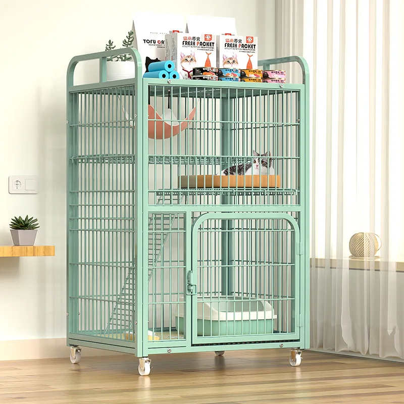 

Large Metal Cat Cage with Wheels Multi-Level Pet Playpen Indoor Cat Kennel with Platforms and Ramps for Kittens and Adult Cats