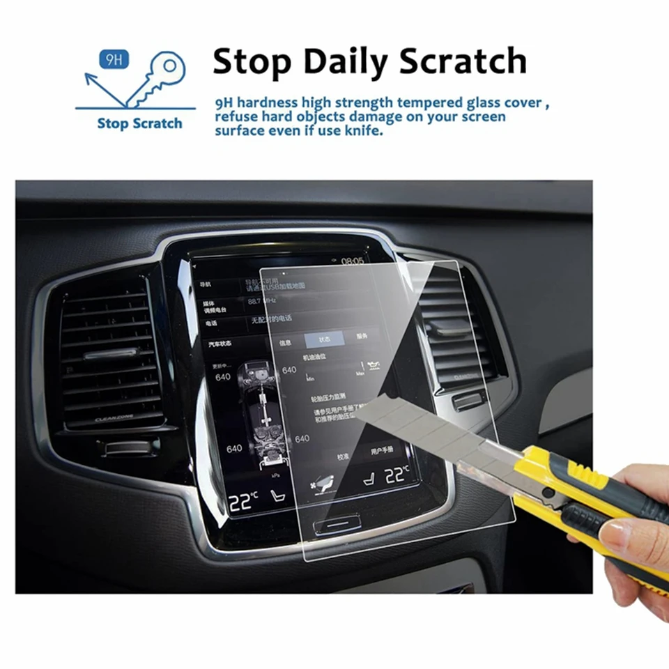 2 PCS Auto GPS Navigation Bildschirm Film + Hinten Klima A/C Bildschirm Gehärtete Film Für Volvo XC40 XC60 XC90 V90 V60 2016-2021 – Detail 2