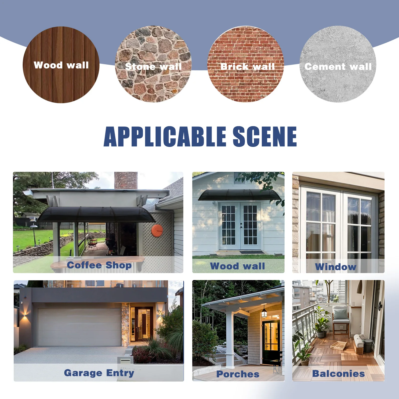 

Навес для окна/двери 118x39 дюймов, защита от дождя и снега, уличный, с кронштейном из алюминиевого сплава для веранды/террасы