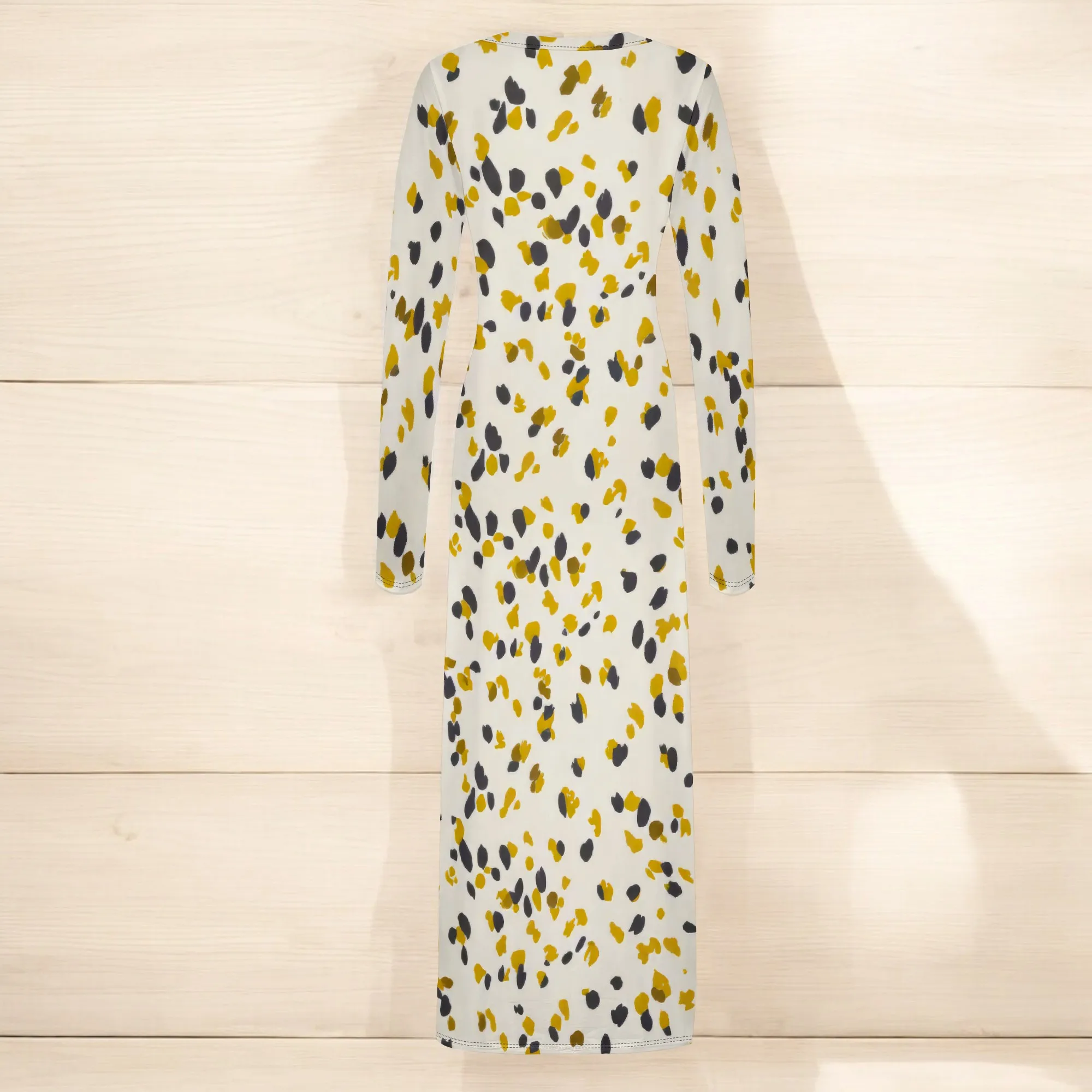 ผู้หญิงBodycon Maxiชุดฤดูใบไม้ร่วงฤดูใบไม้ผลิแฟชั่นแขนยาวพิมพ์ลายดอกไม้กระชับParty Club Ruched Dresses