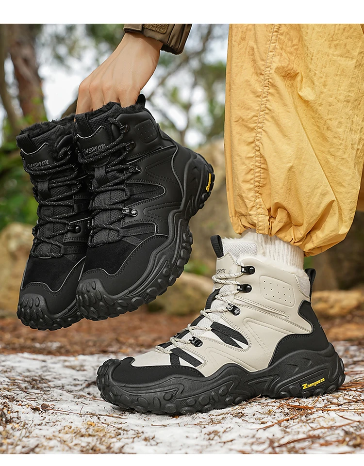 Herbst- und Winter-Herren-High-Top-Schuhe in Übergröße, Outdoor-Fleece-gefütterte Warme Schneesportschuhe, mit Komfortablem und Hautfreundlichem Futter, Hervorragender Griffigkeit, Geeignet für Outdoor-Aktivitäten und den Täglichen Arbeitsweg – Detail 4