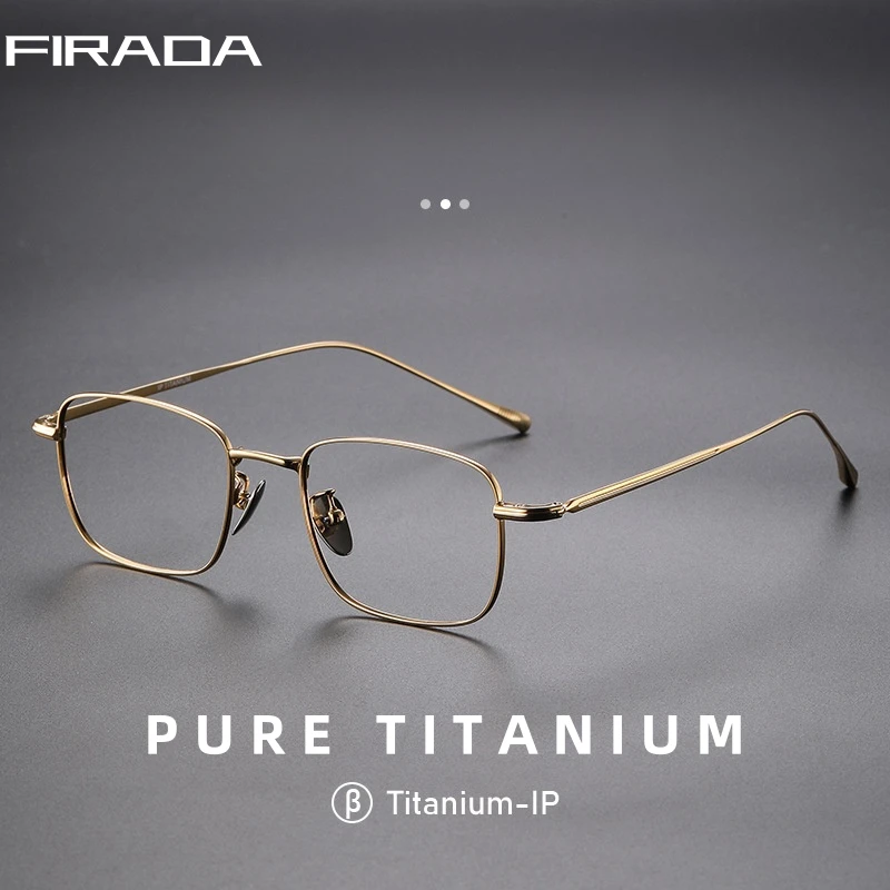 

FIRADA Fashion Comfort Glasses Retro Pure Titanium Square Eyeglasses Optical Prescription Eyewear Frames For Men Women 18113-C
