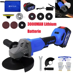 DayPlus 21V Brushless Cordless 115mm Angle Grinder,10000rpm,3.0Ah Lithium-ion Battery&Charger,3 Modes Speed,Cutting &Grinding