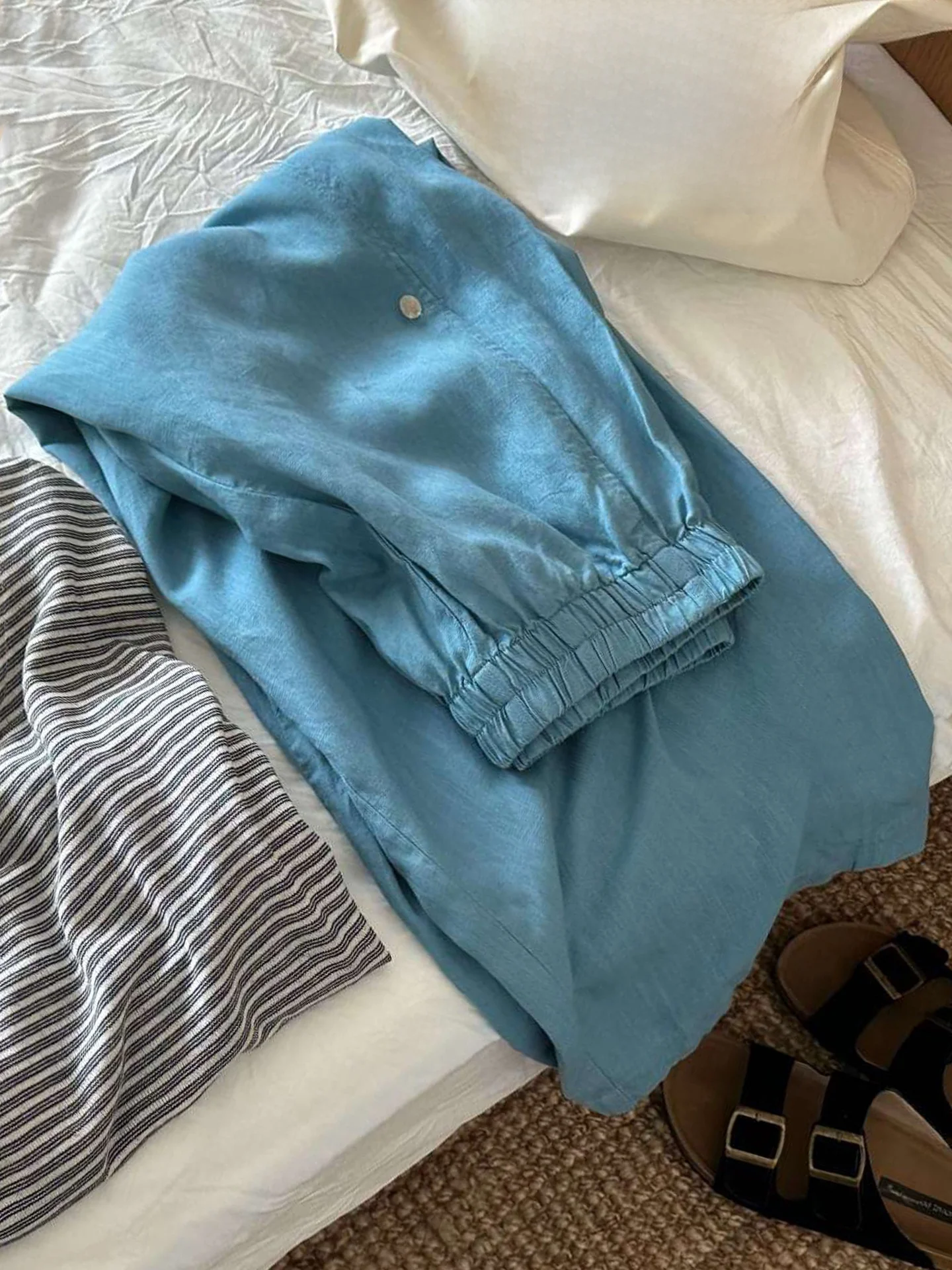 Slimming High Waist  Linen Nine-Foot Pants Women's Summer Small Size Loose Feel Straight Leg Casual Pants Commute Style