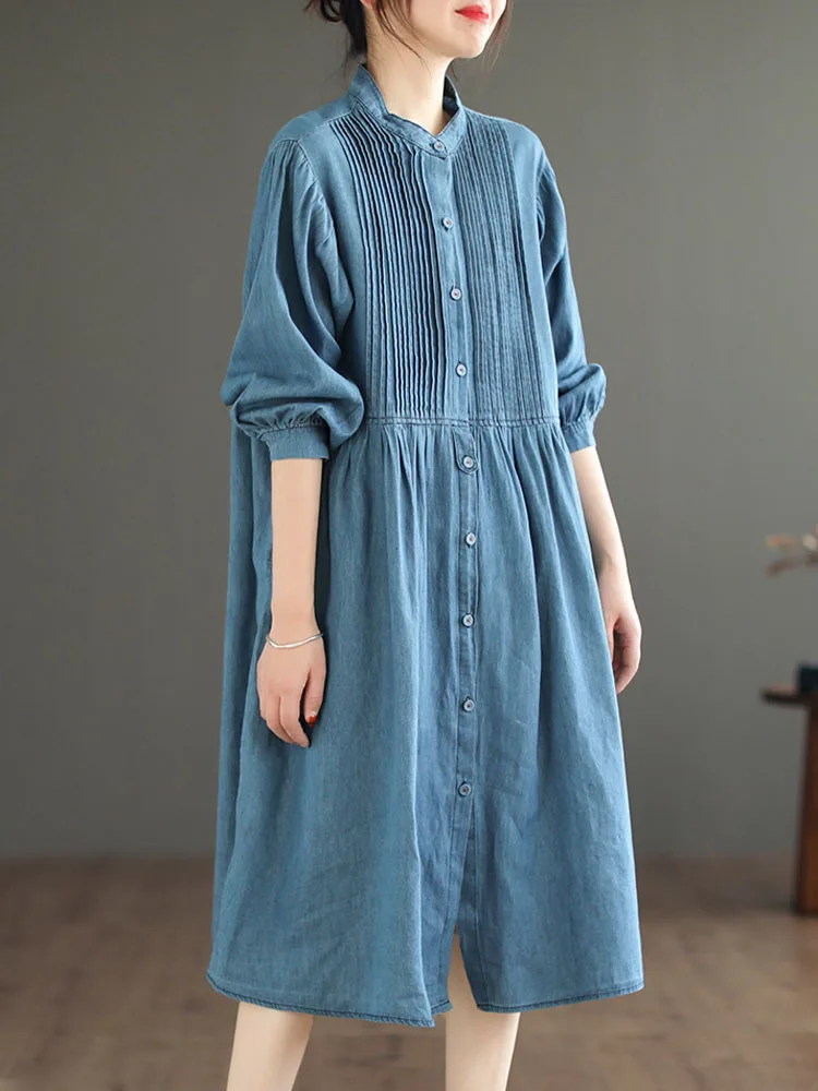 Max LuLu 2023 British Designer Spring Long Clothing Womens Fashion Elegant Loose Denim Dresses Females Leisure Vintage Vestidos