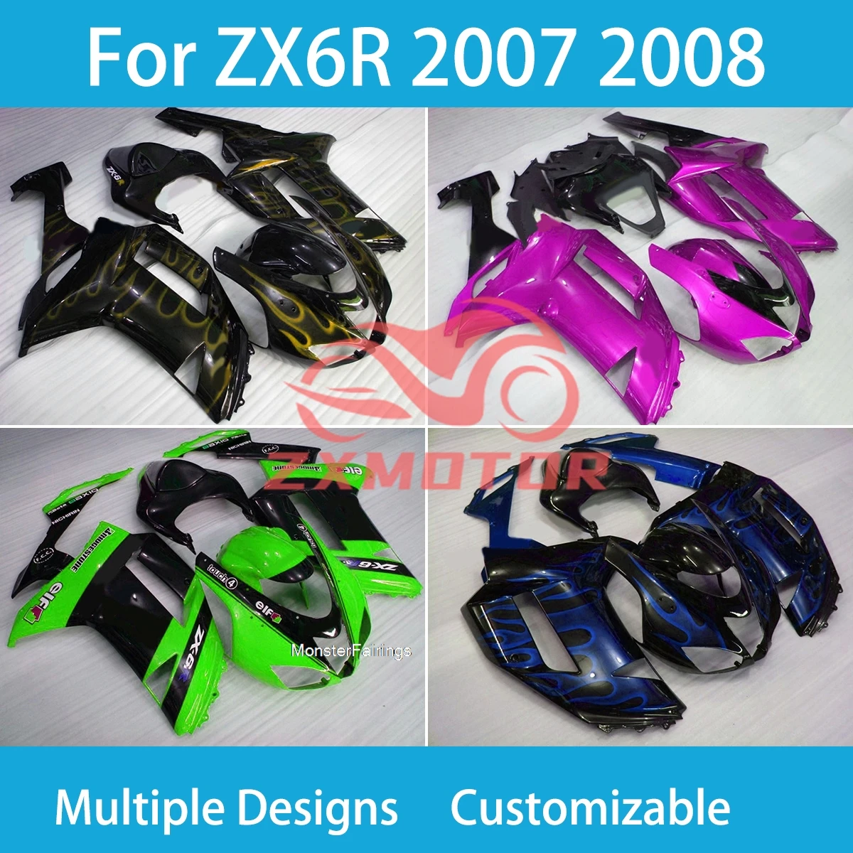 

ZX-6R 2007 2008 New Style Fairing Kit for Kawasaki Ninja 636 ZX6R 07 08 Motorcycle Body Parts Set Fairings
