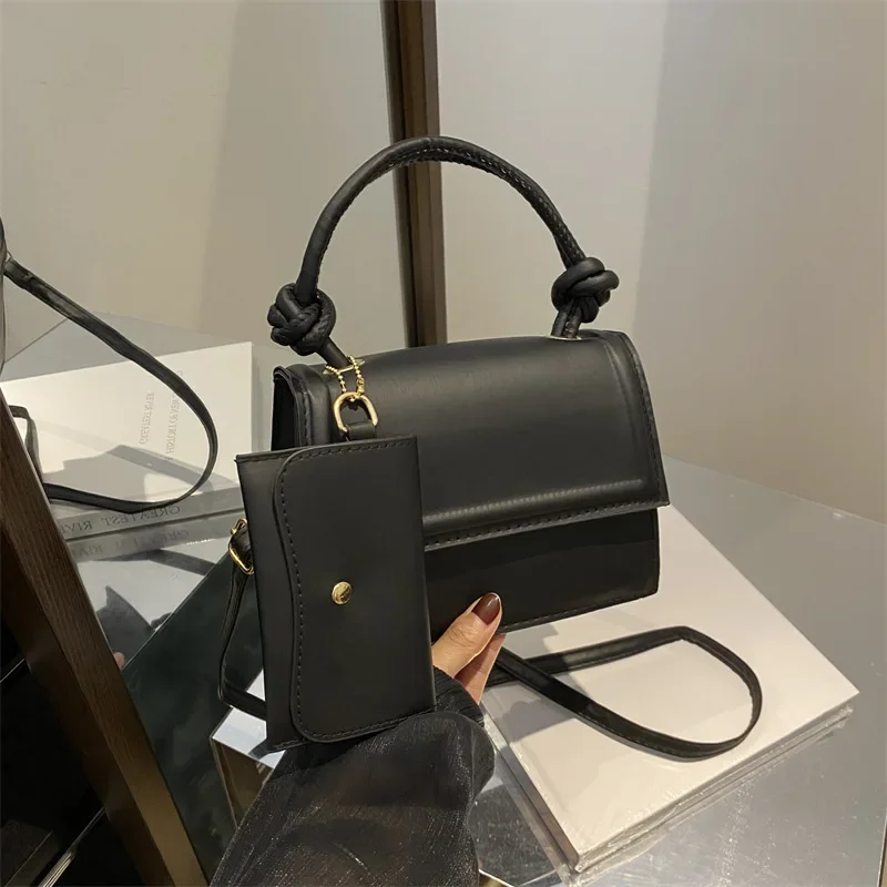 Casual fashion solid color casual retro crossbody shoulder hand carrying small square bag women