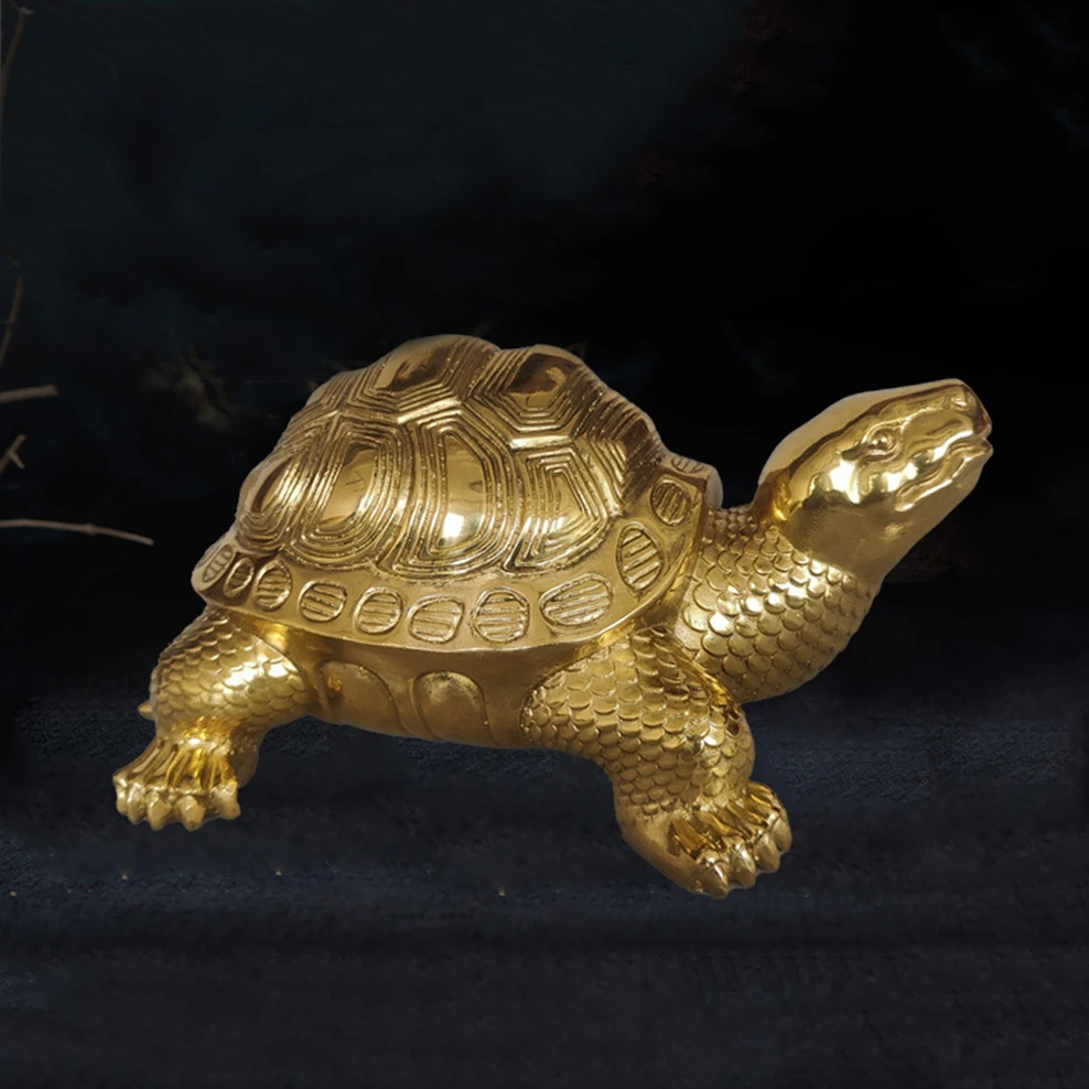 Brass longevity turtle ornament, Antiqued made of copper Millennium Turtle, Birthday gift for The Elderly, Home decor crafts