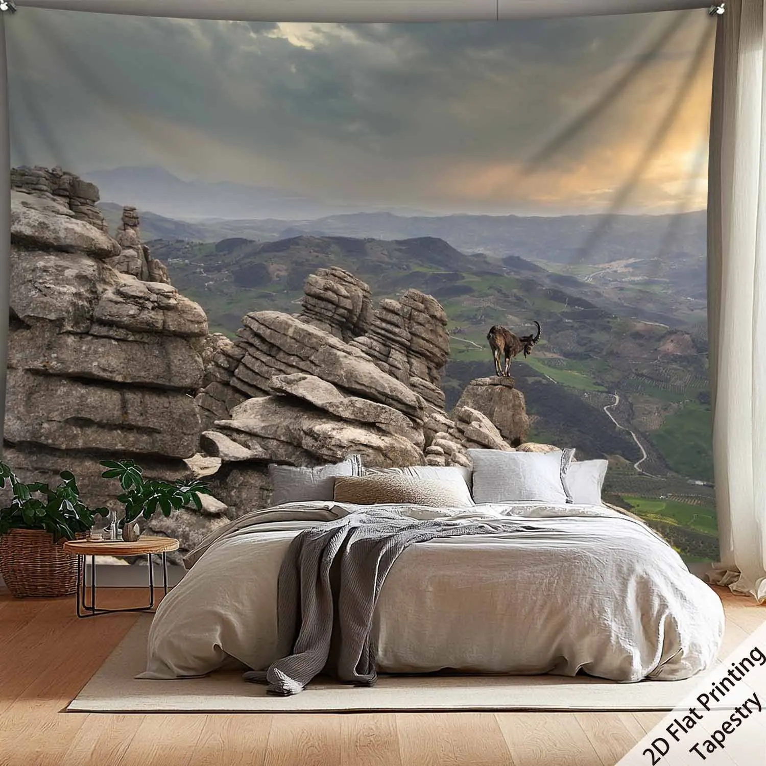 Mountain Wild Goat Theme Digital printing polyester wall tapestry suitable for use in living rooms bedrooms offices bars party