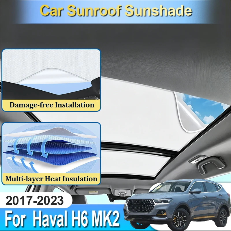 

For Haval H6 MK2 Accesories 2023 2017~2022 Electrostatic Static Cling Sunroof Sunshade Cover Sun Blocker Car Tools Part Foldable