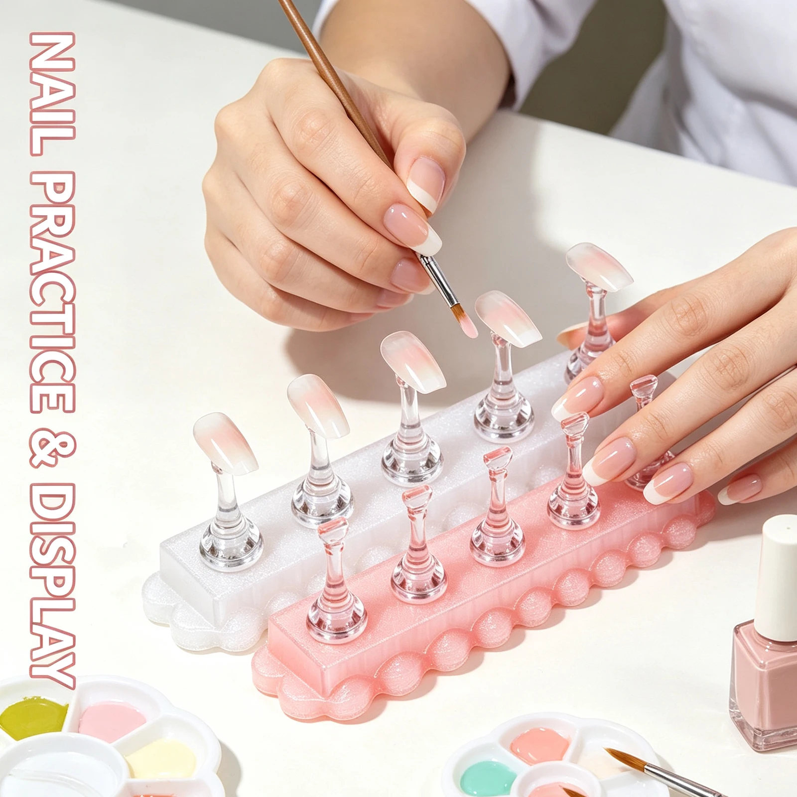 5pcs Nail Display Stand Nail Tips Holder for Press on Nails False Nails Showing Shelves for Practice, Display Manicure Tools