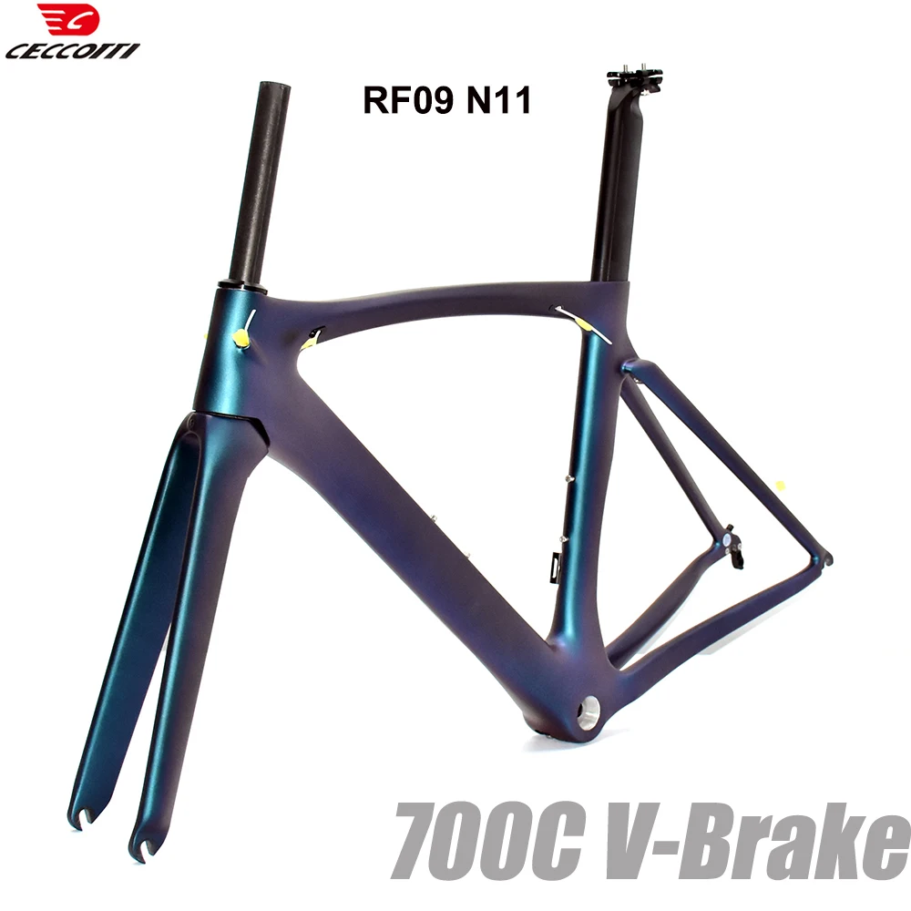 CECCOTTI-Chameleon Color Carbon Road Bike Frame, V Brake Bicycle Frameset, DIY Color Framework