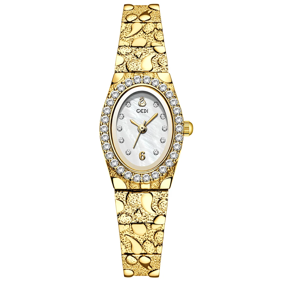 GEDI Brand Watch Women's Light Luxury Diamond Inlaid Exquisite High End Gold Bracelet Watch Ladies Fashion Quartz Clock Watches
