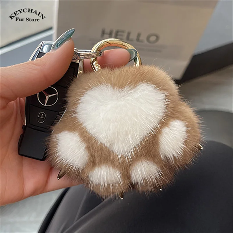 

Брелок-подвеска в виде кошачьей лапы, парный брелок, брелок из натурального меха норки, милый мягкий плюшевый брелок-игрушка, брелок для ключей, подвеска для рюкзака и автомобильных ключей