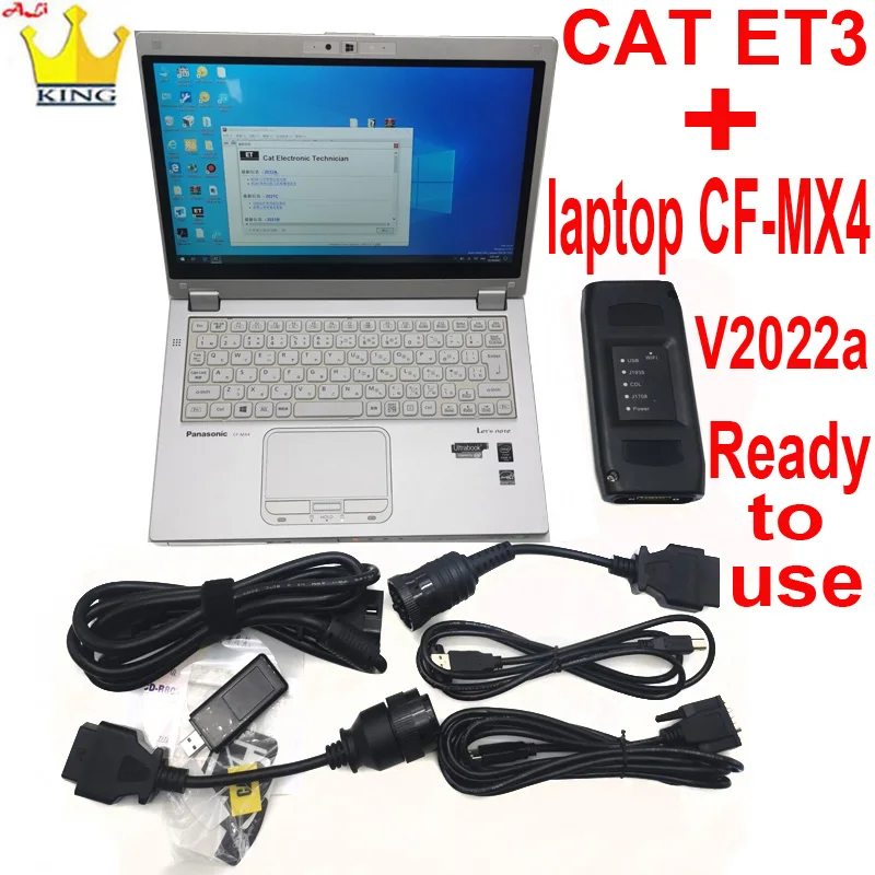 2023A Real CAT ET3 Adapter ET 4 USB WIFI Version for cat3 With KEYGEN plus j1939 14pin cable Truck Diagnostic Tool laptop CF-MX4