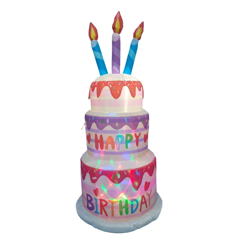 1.8M Inflatable Birthday Cake Decoration Happy Birthday Gifts for Kids Adult Wedding Anniversary Photo Props Outdoor Indoor Deco