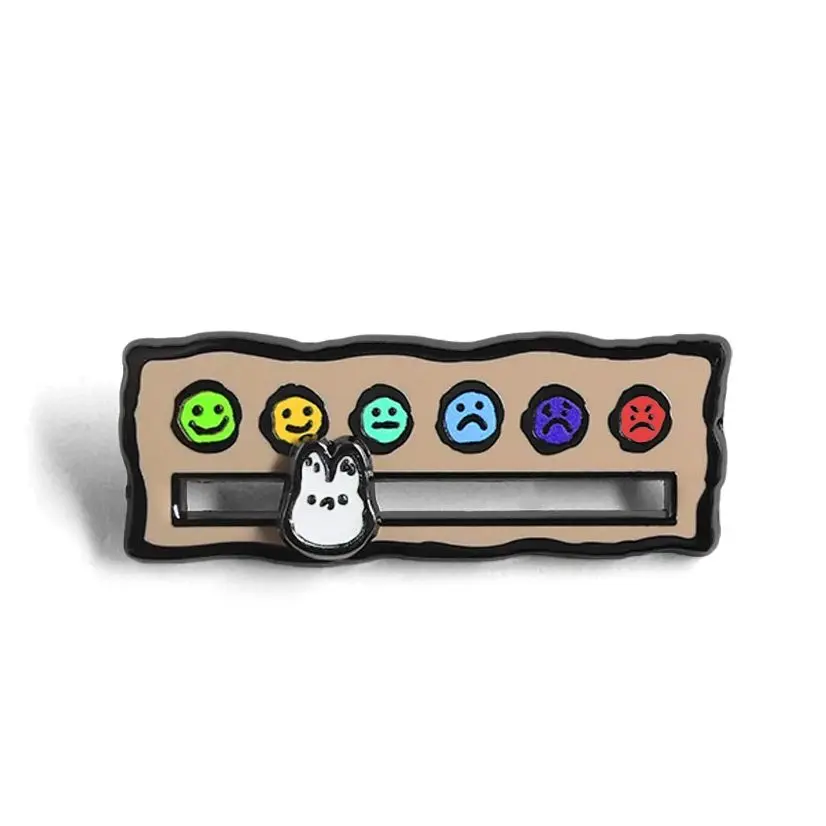 Social Power Mood Brooch Simple Drawing Rabbit Design Niche Creative Sliding Color Badge Pin Gift Accessories