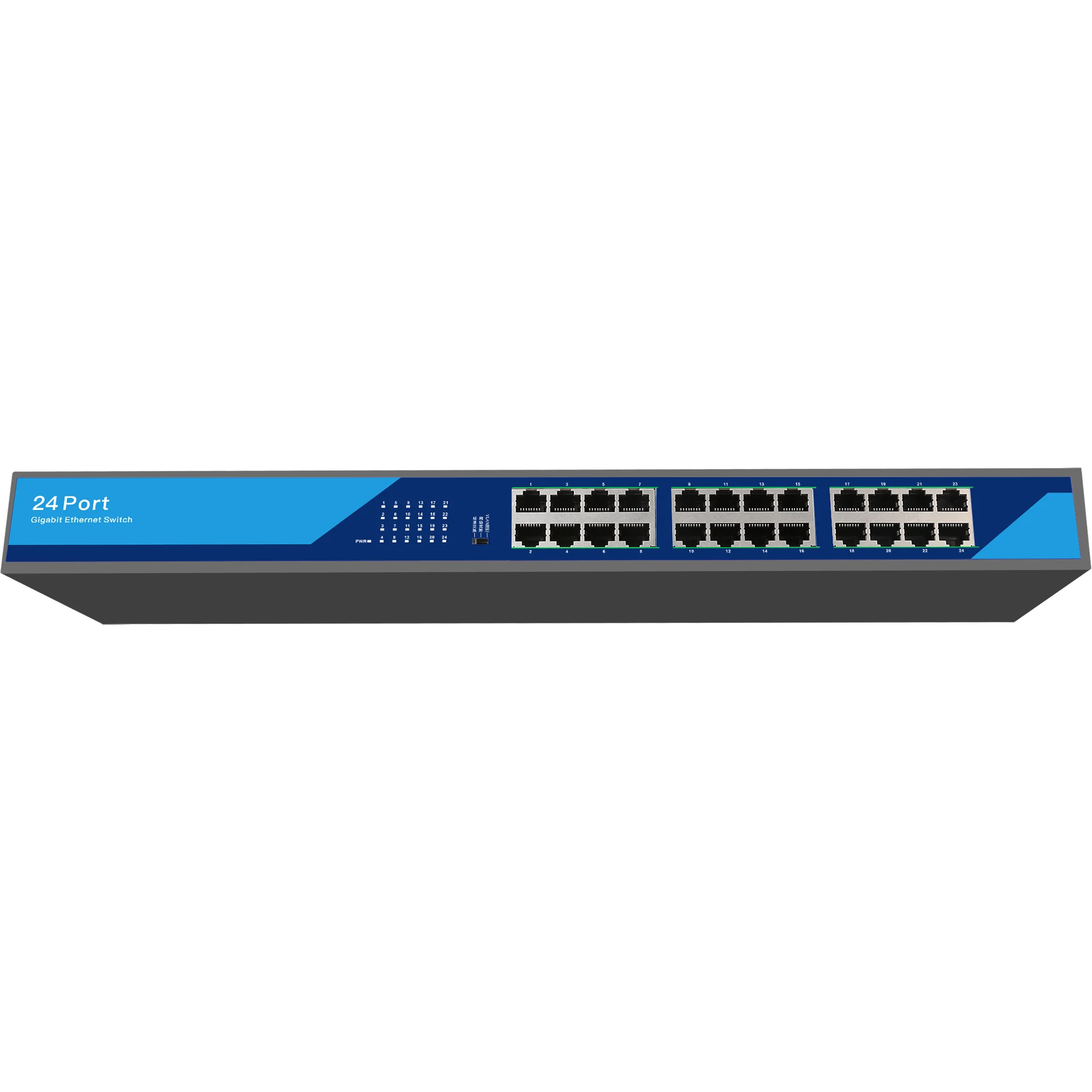 19 Inch 24 Ports 10/100/1000Mbps Unmanaged Ethernet Switch Rack Mount Full Gigabit Iron Shell Compact Network Switch