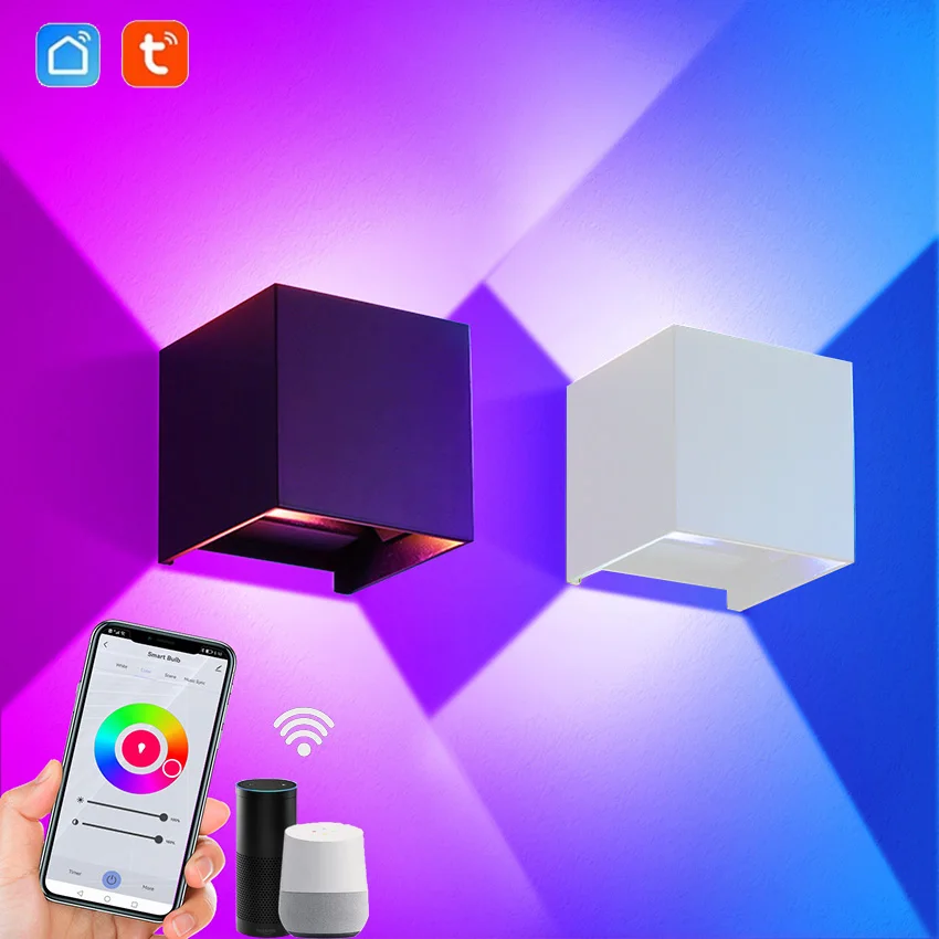 Tuya Outdoor Led Wall Lamp Smart Life App Control Adjustable Angle Rgbcct Wall Lights,work With Alexa Google Home JJ2164