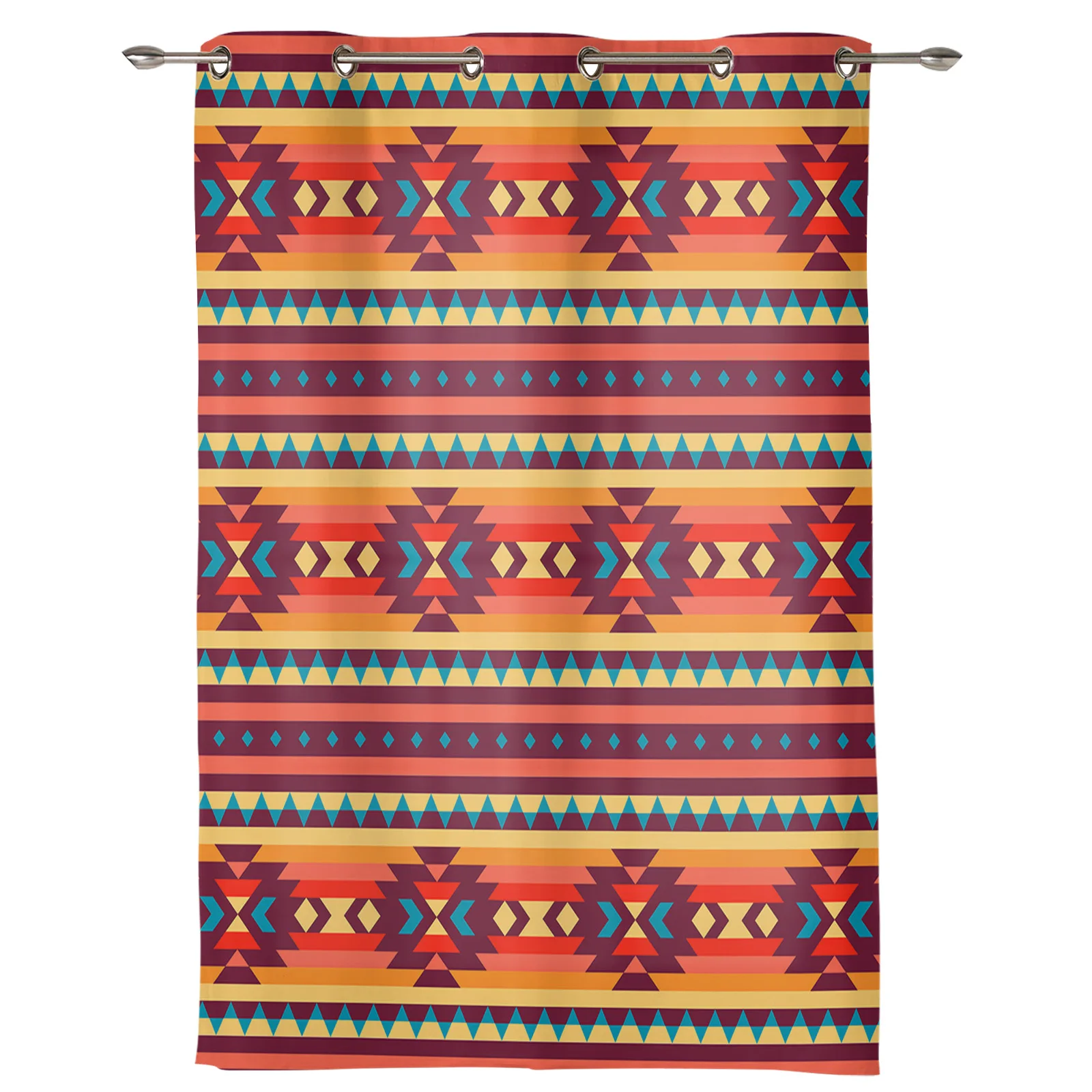 American Tribal Pattern Window Curtain Living Room Bedroom Valance Curtain Festival Home Kitchen Decor Curtain