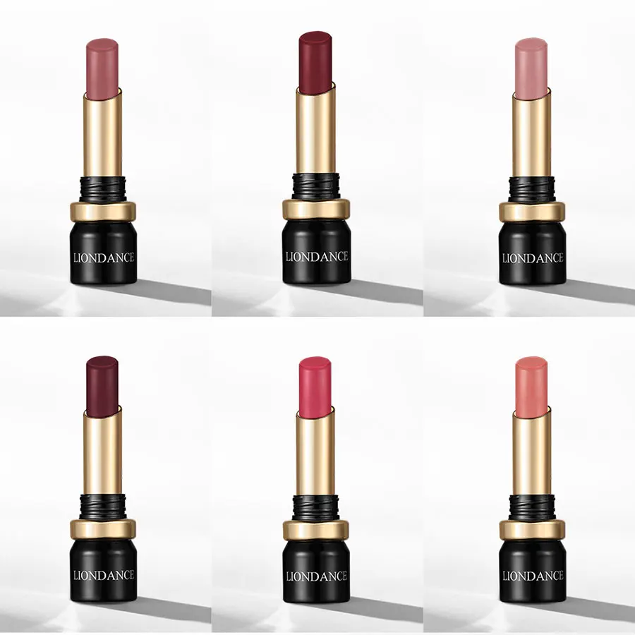 أحمر شفاه LIONDANCE مخملي غير لامع عاري ناعم داكن اللون عالي المصطبغة يدوم طويلاً مقاوم للماء بلسم شفاه للنساء هدية للفتيات