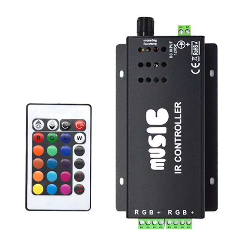 

DC12-24V 24 Keys Music Controller 3 Channels IR Remote RGB Controller Sound Sensitive For Led Strip Light Lamp