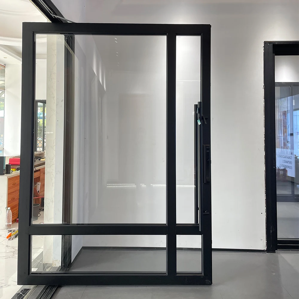 Sixinalu Pivot Door With Smart Lock Exterior Front Entry Doors Aluminum Double Glaszed Push Pull Rotating Dooe Home Decor Custom