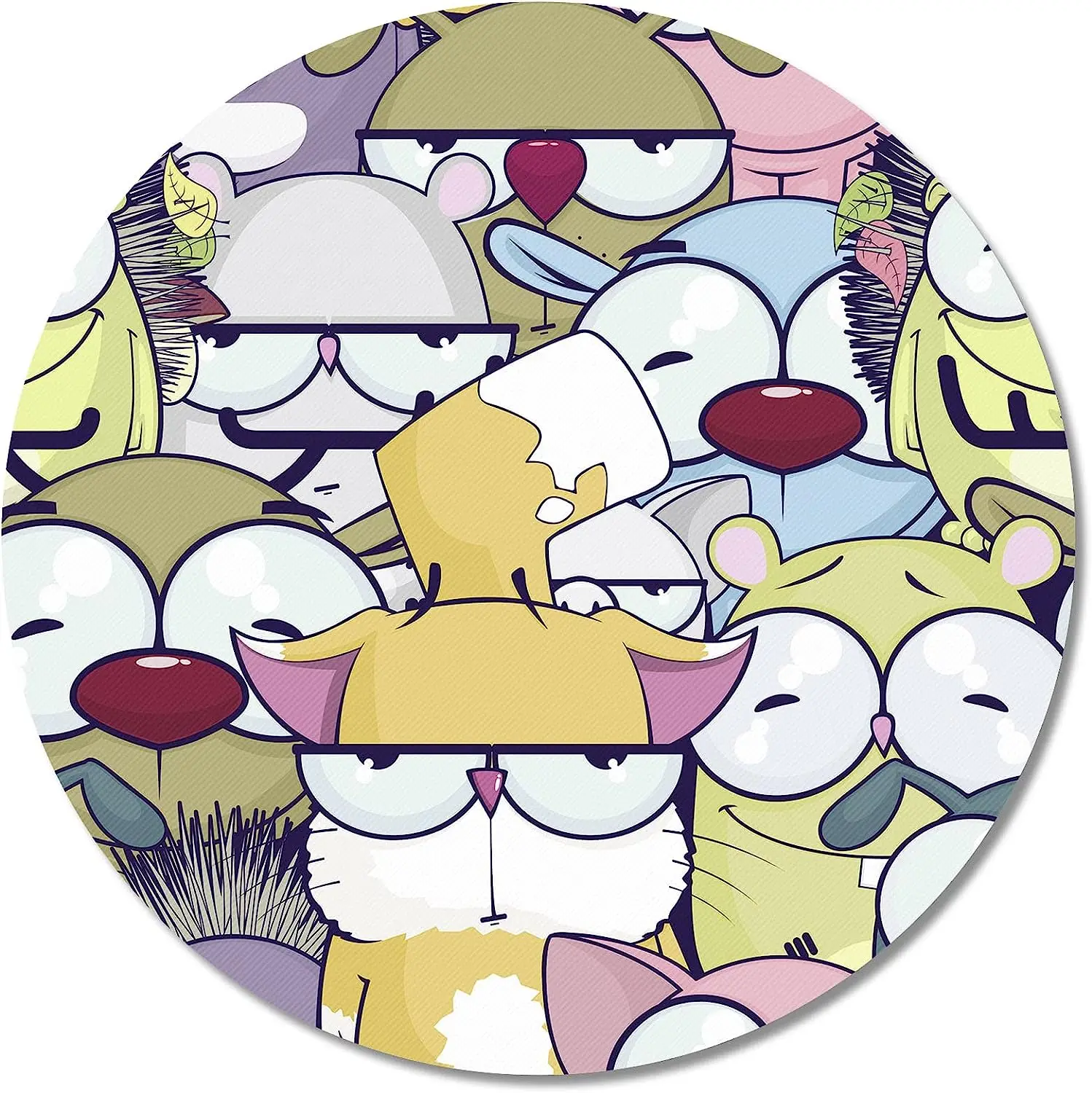 Round Mouse Pad Cute Animals Mouse Mat Small Non-Slip Rubber Base Round Mousepad with Designs for Working and Gaming Home