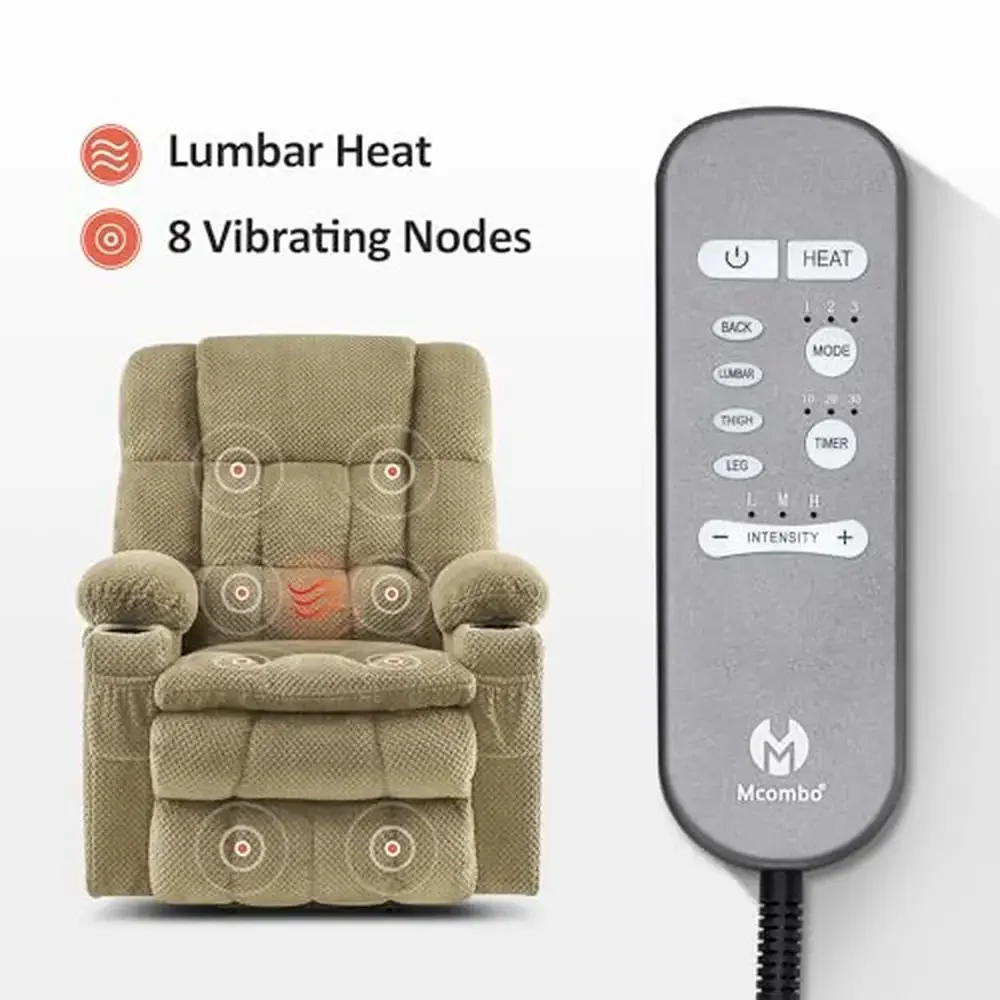 Power Lift Fauteuil Stoel Massage Warmte Dubbele motor Oneindige positie USB-poorten Bekerhouders Zilvergrijze stof 7890