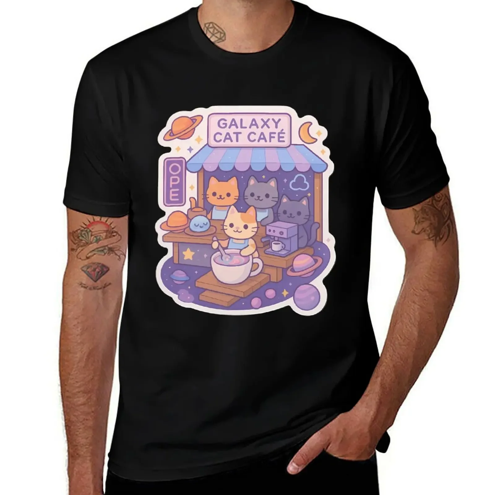 

Cosmic Café – Kawaii Cat Baristas in Space T-Shirt vintage summer shirt summer tops essential t shirt mens graphic t-shirts