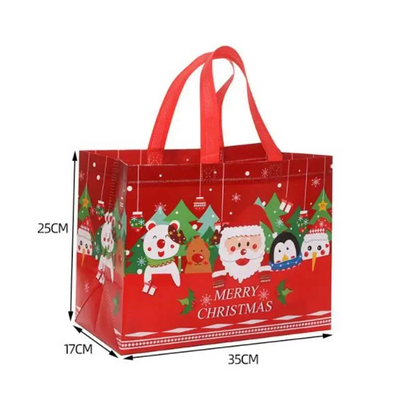 Christmas Series Printing Eco Shopping Bag Foldable Reusable Tote Folding Pouch Travel Non-woven Bathroom Storage Bag