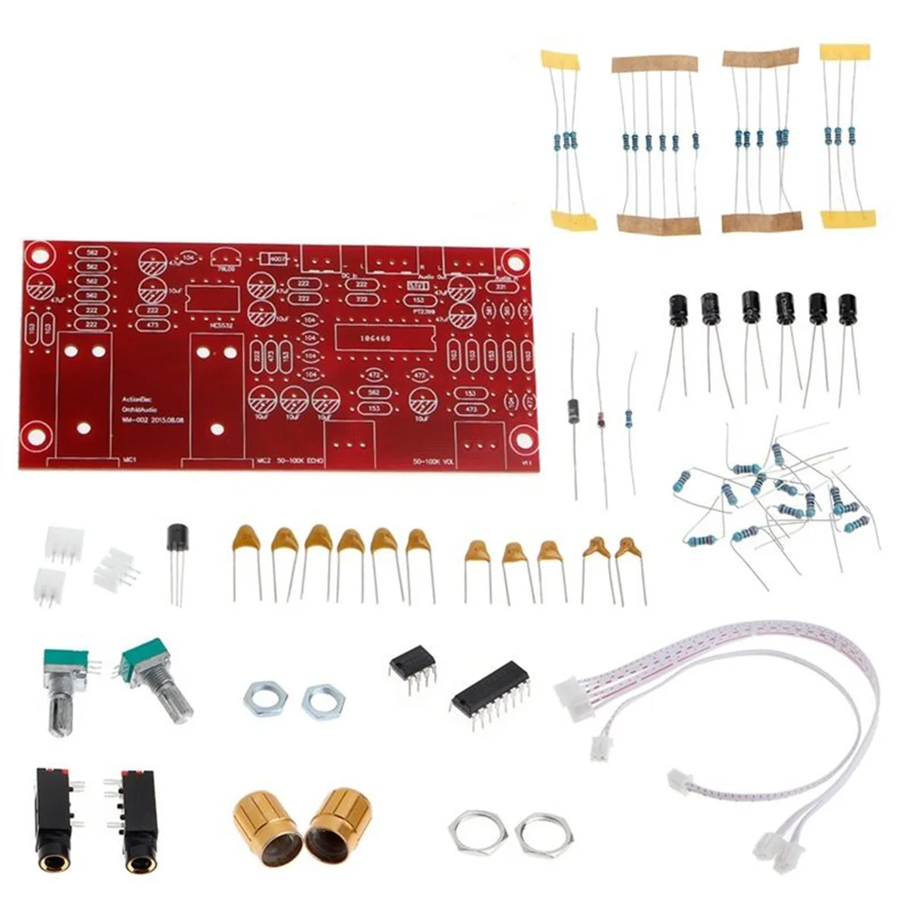 PT2399 Digital Microphone Amplifier Board Karaoke Plate Reverb Preamplifier Reverberator Suite Components DC 12V-24V NE5532