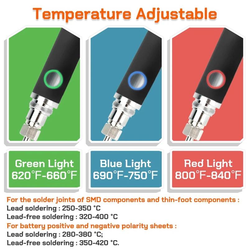 Draadloze soldeerboutgereedschapsset, draagbare elektronische lasapparaatpen met instelbare temperatuur en 3 tips, zwart, gemakkelijk te gebruiken