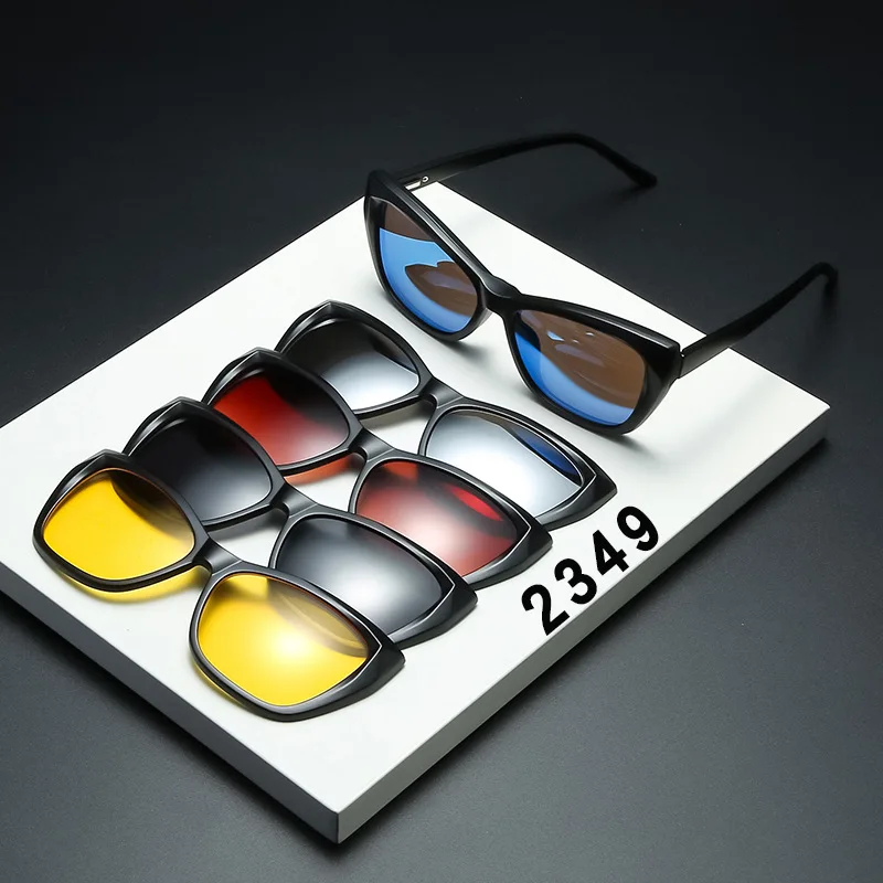 VCKA Prescription Glasses For Myopia -0.5 to -10 Men Women Cat Eye Magnetic Sunglasses Clip Blue Light Blocking Shortsighted