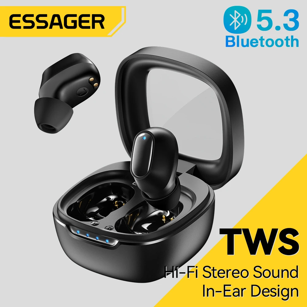 

Essager TWS Bluetooth5.3 Earphone Noise Cancelling Earbuds True Wireless Stereo Sports Headset In-Ear Handsfree With Microphone