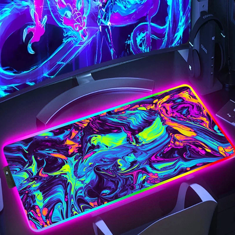 

RGB dream Mouse Pad Gamer Desk Mat XL Large HD Mousepad XXL Playmat Natural Rubber Soft Non-Slip RGB Laptop Mice Pad 90x40