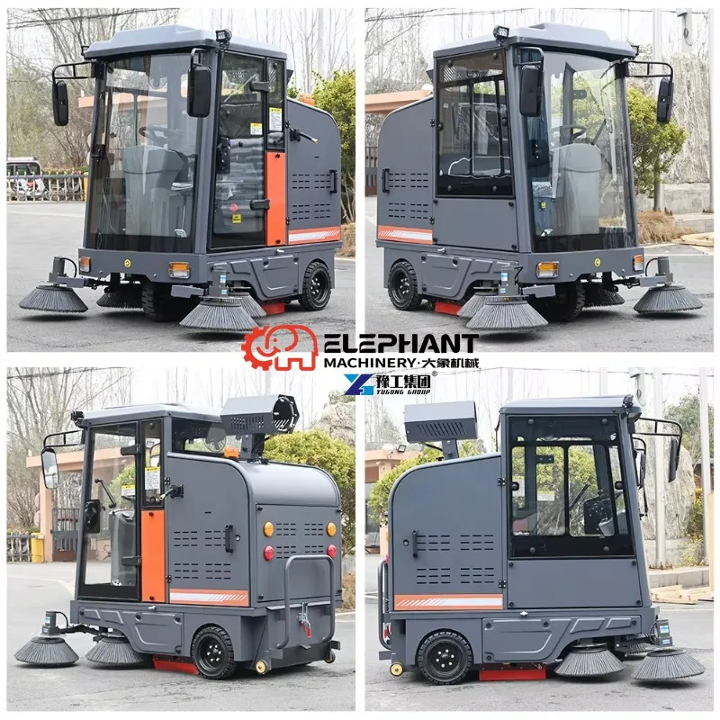 Heavy Duty CE Certified Industrial Driving Double Side Brush 200L Waste Container Outdoor Street Park Garden Area Floor Sweeper