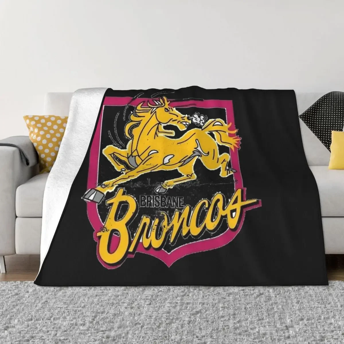 

Retro Brisbane Broncos Tee Throw Blanket For Decorative Sofa sofa bed Summer Beddings Stuffeds Blankets