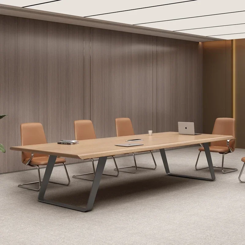 Simple modern conference table long table,  technology oval conference office table and chair combination