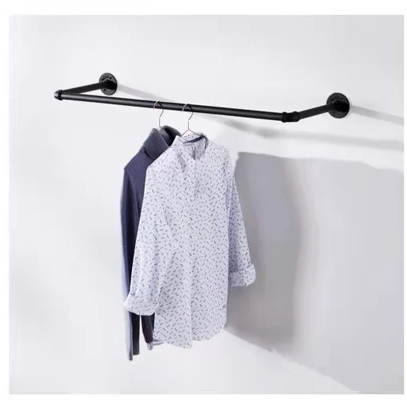 Clothing Rail Industrial Feng Shui Pipe Hanging Clothes Rack Stand Wall Display Coat Rack Wall Mounted Iron Clothes Hanger