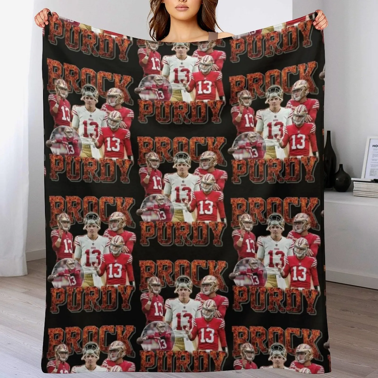 Brock Purdy 13 Throw Blanket Cozy Sofa Blanket for TV Watching Napping
