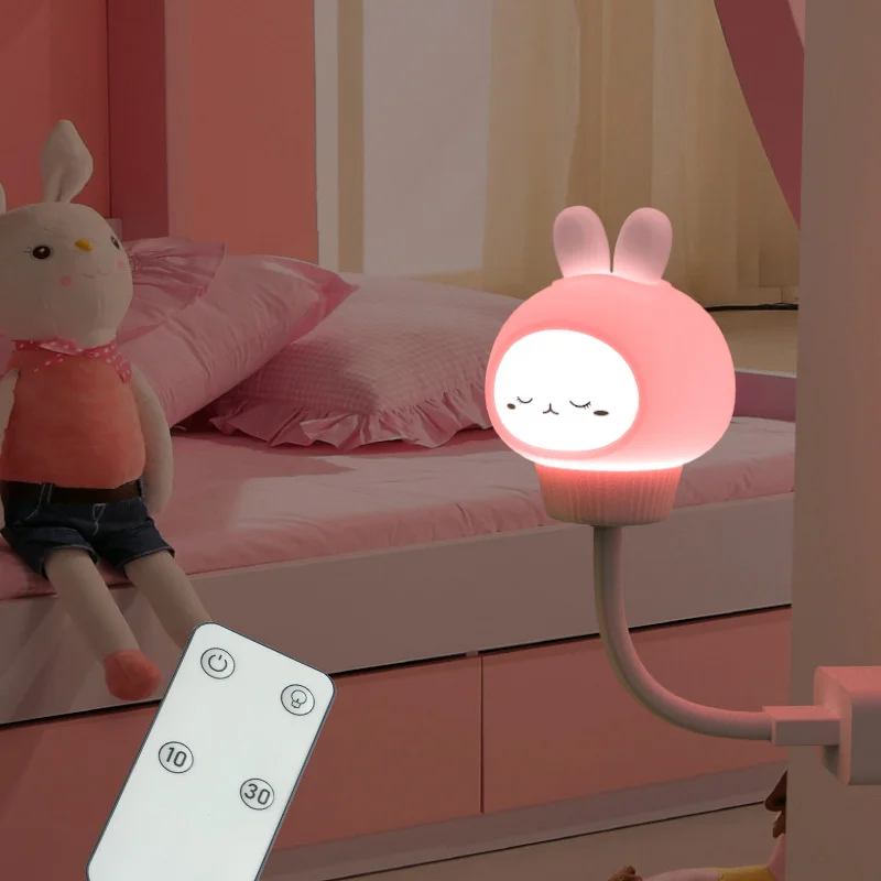 어린이용 LED USB 야간 조명, 귀여운 만화 야간 램프, 곰 원격 제어, 아기, 아이, 침실 장식, 침대 옆 램프 선물