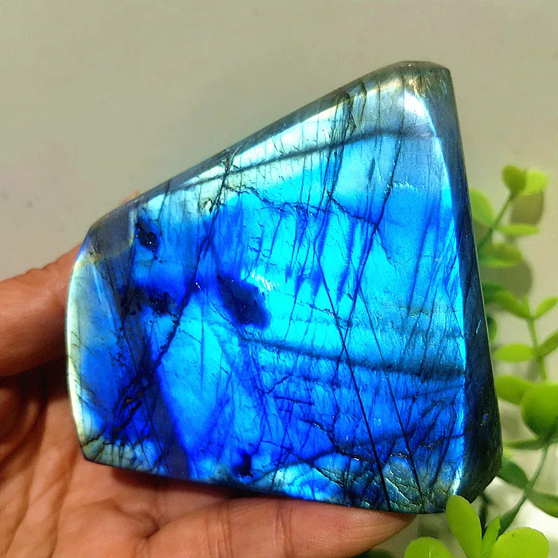 Natural Stone Blue Yellow Labradorite Crystal Freeform Meditation Witchcraft Reiki Heal Heart Feng Shui Crystal Room Decor