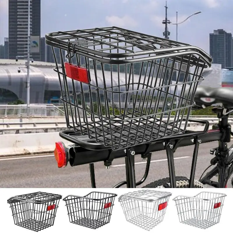 Mountain Bike Rear Basket Rear Seat Rack Metal Basket Cycle Rear Shelf Schoolbag Cycle Storage Basket Cycling Storage Rack