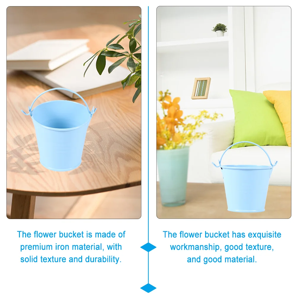 4 Pcs Mini Bucket Simple Iron Succulent Planters Creative Flower Pot Plants Metal Container Photo Prop