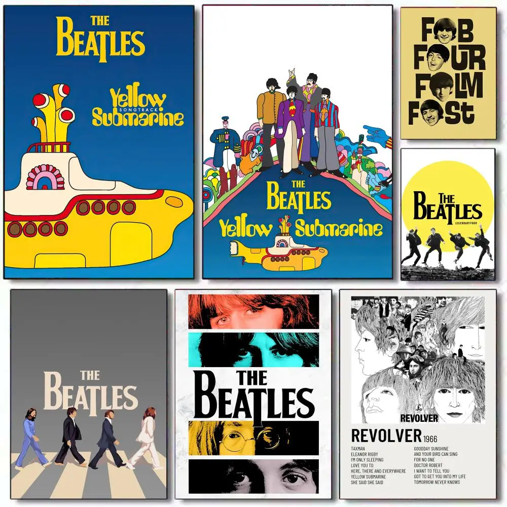 Yellow submarine The B-beatl-es Poster Self-adhesive Painting with prints Home bedroom living room decoration