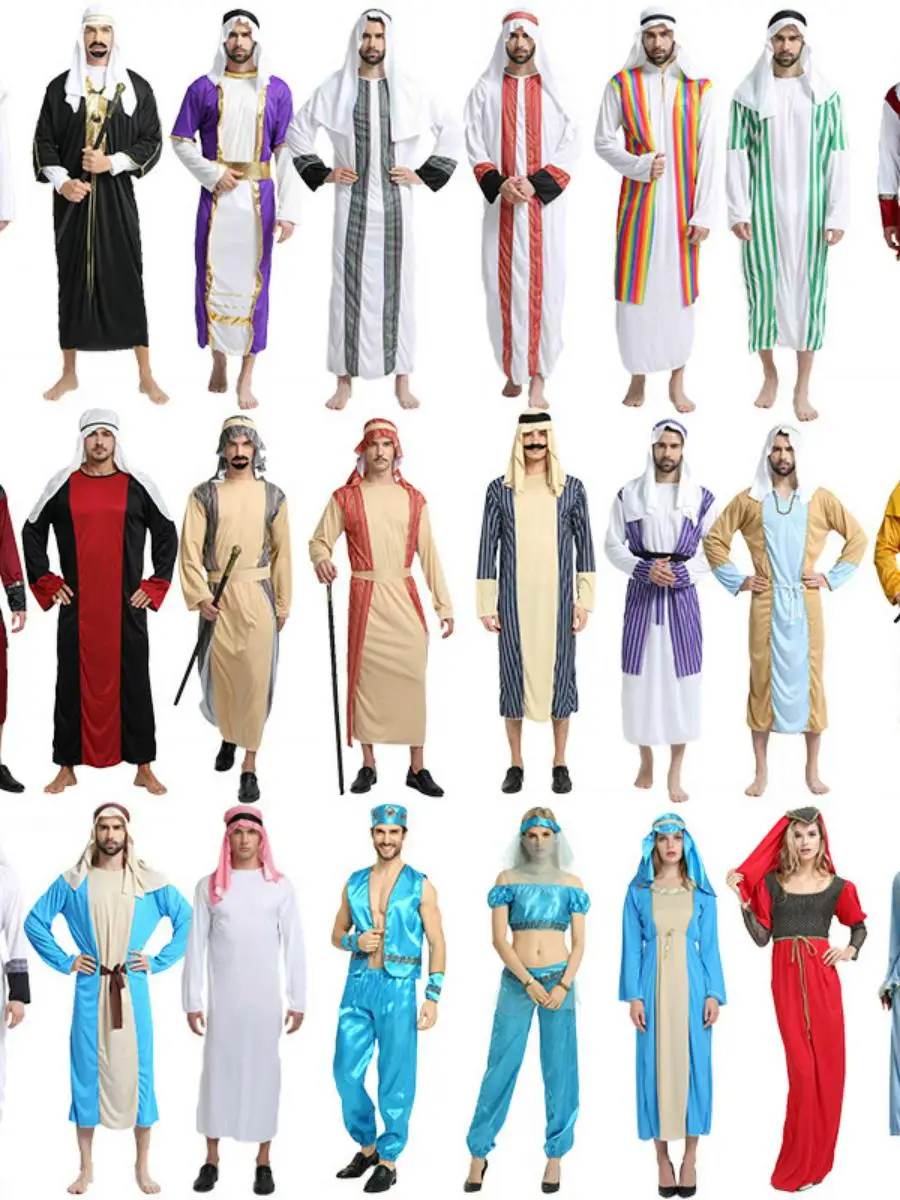 زي عربي للرجال البالغين S Dubai رداء ملابس الشرق الأوسط epherd loween Par Dr up Dubai Sle Ethnic Stage Cos...